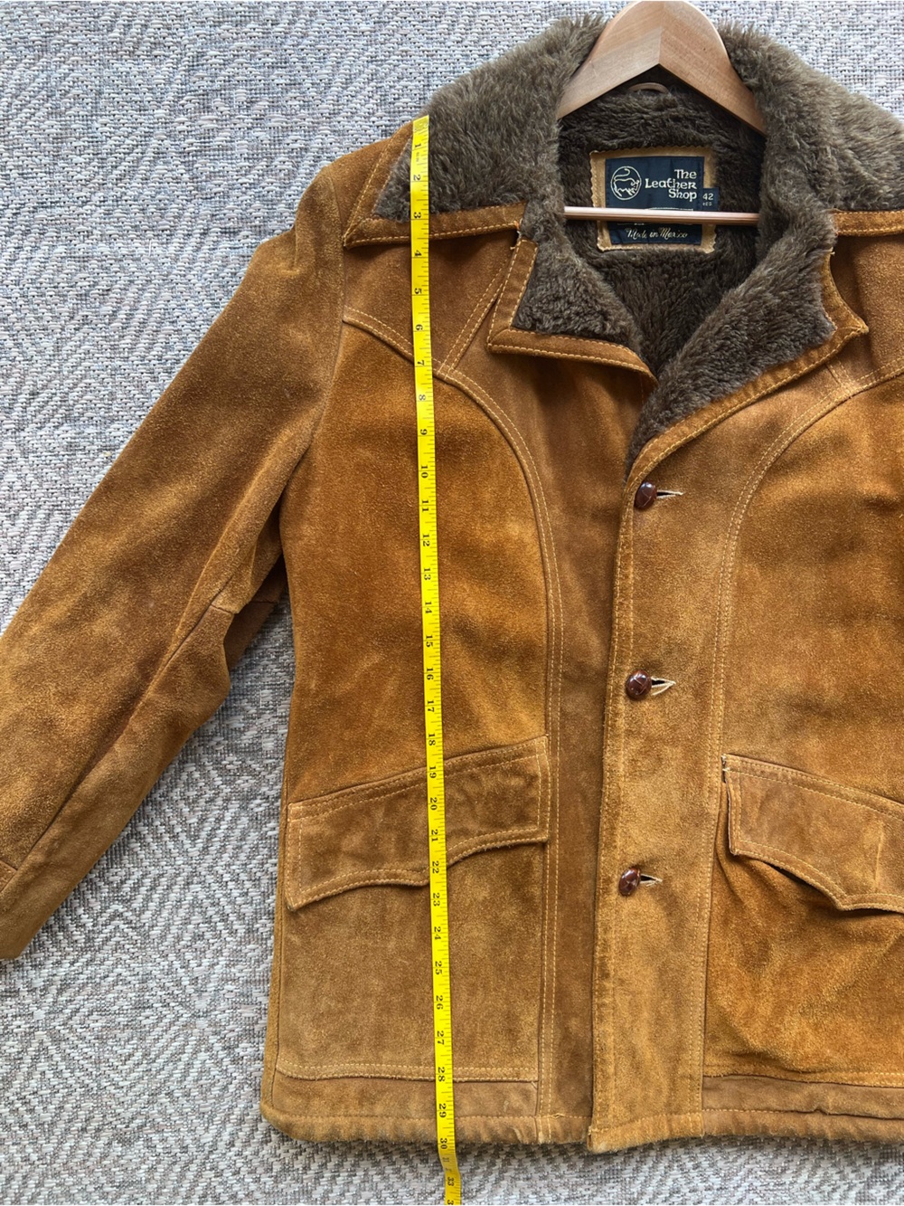 Vintage 70s Sears The Leather Shop Suede Jacket 42 Brown Sherpa Lined Western